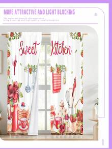 2 Peças Cortinas Blackout de Decoração de Cozinha de 110g, Cortinas com Tema de Haste, Bloqueando a Luz Solar e o Brilho, Deixando o Ambiente Mais Escuro, Reduzindo os Raios UV e o Calor e Protegendo a Privacidade, Adequado para Sala de Estar, Quarto, Quarto de Crianças, Quarto, Jardim de Infância, Uso em Quartos de Crianças e Jovens, Adequado para Cozinha, Quarto, Banheiro, Toalete e Outros Cenários