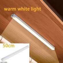 Lumină de noapte LED cu senzor de mișcare wireless, reîncărcabilă prin USB, lampă de bar cu bandă lungă pentru dulap, bucătărie, dulap, noptieră, scară, lumini LED, lumină de perete, lumini cu senzor de mișcare, mod de lumină constantă, mod de detectare a mișcării, lumină de noapte, lumini de dulap, Luz Led - Alb 2 - Vizualizare 15