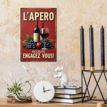 Putuo Decor 1 pieza Letrero de metal vintage francés Putuo Decor, La Priere De L'aperot, decoración de pared para el hogar, granja, bar, pub, club, cueva de hombre, 7.8 X 11.8 pulgadas