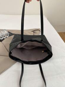 大容量女士通勤包，个性化手提包，2026新款精致小众单肩包，高品质女士包 - 黑色 - 查看 10