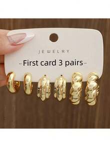 3件/5件/6件/7件/9件/10件/40件新款ABS树脂与CCB金色夸张C形水滴个性时尚耳环套装 - 新款 - 查看 9