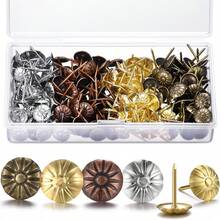 100 Pcs Upholstery Tacks For Decorative Furniture Upholstery Nails 11*16MM Vintage Head Diameter Brass Daisy Thumb Tack Push Pin Furniture DIY Decorative
