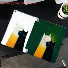 A Snuggling Cats Illustration - Cute & Heartwarming, Simple Protective Soft TPU Flip - Style - Literary And Inspirational Style,Pen Holder Compatible With IPad IPad Pro (M5)/Ipad Air (M3)/ IPad 11"(A16)/10.9/10.2/ Air 5th Gen/Pro11/10th/9.7/Air 2/IPad (7th Gen)/ IPad (8th Gen)/IPad Air 4/5/IPad Pro 11 - Multicolor - View 4