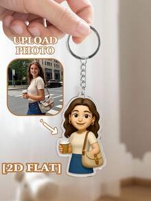 1pc Customized Cartoon Photo Keychain, Acrylic Photo Keychain, Personalized Photo Gift, Unique Gift For Boyfriend/Girlfriend, Husband/Wife, Dad/Mom, Valentine's Day, Birthday, Baby Anniversary, Father's Day, Mother's Day, Couple Gift, Personalized Keychain | Anniversary Gift | Gift For Him | Gift For Her | Christmas Gift | Customized Logo Keychain