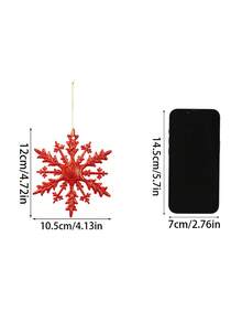 6件套圣诞节雪花装饰吊坠，五种颜色可选：红色、金色、灰色、粉色和白色。圣诞树吊坠，适用于圣诞装饰、圣诞树摆设、圣诞礼物、客厅、卧室、书房装饰以及节日送礼。 - 彩色 - 查看 4