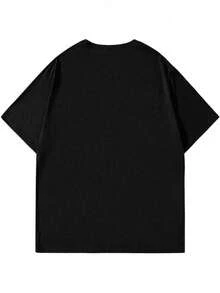 Men's Vintage Cotton T-Shirt-Street Hip-Hop Pattern Bear Print, Loose Crew Neck Plus Size, Outdoor Casual% Soft And Breathable Fabric, Suitable For Wear (Easter, St Patrick's Day), Travel-Friendly Clothing, Fun Pattern Short Sleeve, Durable Casual Clothes, Street Style Fashion, Light Top, Plus Size, Big City Style - 黑色 - 查看 2