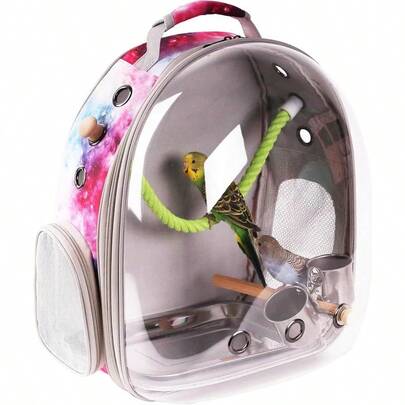 Galaxy Pink Bird Carrier Backpack With Perch Bubble Backpack For Birds Conures Budgies And Small ParrotsIdeal Ideal For Vet And Outdoor Adventures Galaxy Blue Large