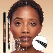 Caneta Delineadora e Microblading de Sobrancelha 2 em 1 À Prova d'Água, Caneta Delineadora de Ponta Dupla à Prova de Borrões e Lápis de Sobrancelha de Longa Duração, Duo de Maquiagem Fácil de Viajar para Iniciantes