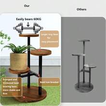 四层室内外植物架，金属木质结构，适用于各种室内植物，转角多层花草架，适用于阳台、花园、露台等场所。