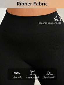 Leggings sin costuras para mujer talla grande con 4 vías de estiramiento - Pantalones de yoga con control de abdomen y cintura alta, adecuados para figuras curvilíneas | Mallas transpirables a prueba de sentadillas (Negro, 0XL~3XL) - Negro - Ver 7