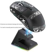 ATTACK SHARK X6 Superlight Wireless Gaming Mouse With Magnetic RGB Charging Dock, 49g Ultralight Mice PixArt PAW3395 Sensor, 26000DPI, Tri-Mode 2.4G/USB-C Wired/Bluebud Mouse, Mouse Grip Tape