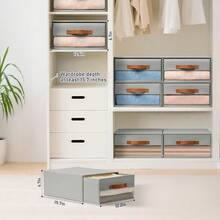 Closet Organizers And Storage Fabric Bins With Drawers For Closet Foldable Clothes Organizers With Clear Window Stackable Storage Drawers Units For Bedroom Living Room 4Pack Grey