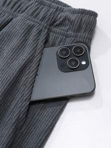 加大码男士灯芯绒直筒裤，休闲宽松百搭长裤，适合春秋冬季穿着 - 淺灰色 - 查看 5