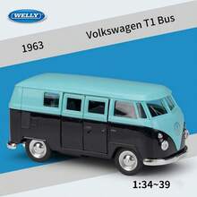 Burago WELLY1:36  T1 Bus 1963 Simulation Alloy Car Model Children's Toy Car Power Swing Door Pendant Sliding Car Model Boys' Toy - Multicolor - View 1