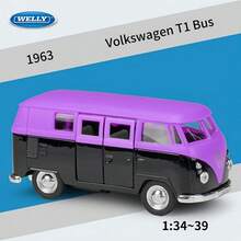 Burago WELLY1:36  T1 Bus 1963 Simulation Alloy Car Model Children's Toy Car Power Swing Door Pendant Sliding Car Model Boys' Toy - Multicolor - View 4