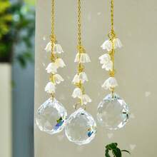 Atrapasueños de cristal de lirio del valle, gancho para coche, colgante de coche, colgante de cuentas de flores, decoración de habitación, decoración del hogar, 2 uds. CP0F - 2 piezas - Ver 5