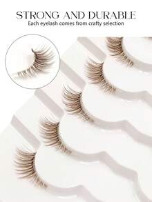 7/14/21 Pairs Brown Natural Look Corner False Eyelashes, Transparent Band, Soft & Fluffy Cat Eye End Eye Elongated False Eyelashes Naturally Half-Eye Cross Reusable Lashes