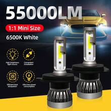 2 件 Roadsun LED 汽车大灯 - H1 H4 H7 H11 9005/HB3 9006/HB4，6500K 白光，55000LM，30W 远光/近光，1:1 光束设计，12-24V 铝合金汽车照明，提高驾驶安全性，超级冷却系统 - 灰色 - 查看 9