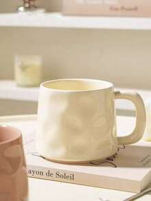 CMYD Studio 1pc 400ml Handmade Ceramic Coffee Mug, Asymmetrical Nordic Style Tea Cup, Suitable For Home, Bedroom, Office, Gift, Family Gathering