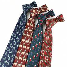 ZONFAZ 1 件男士圣诞元素缎面领带，雪花、圣诞老人、长袜、礼物图案，柔软亲肤 2.75 英寸领带，圣诞礼物和服装的最佳选择 - 彩色 - 查看 4