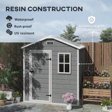 Outsunny 6 X 4ft Outdoor Shed With Foundation Lockable Door Vents Windows Plastic Shed For Tool Storage Grey Aosom UK - Xám1 - Xem 4