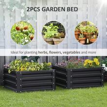 Outsunny Set Of Two 60 X 60cm Steel Planter Boxes Grey - Grey1 - View 4