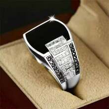 1pc Gold/Silver Alloy Men's Fashion Ring, & Versatile, High-Quality Thick Jewelry Gift, Charming Wedding Band For Men & Women - Silver - View 1