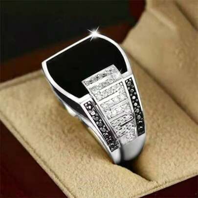 1pc Gold/Silver Alloy Men's Fashion Ring, & Versatile, High-Quality Thick Jewelry Gift, Charming Wedding Band For Men & Women