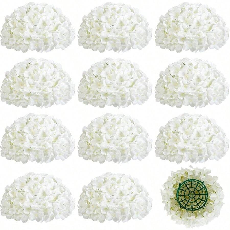 12pcs Flower Balls For Centerpieces White Hydrangea Wedding Flower Balls For Centerpieces Faux Hydrangeas Floral Arrangements Bouquet For Table Home Wedding Decoration - 白色 - 查看 1