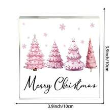 2D Flat, 1pc Pink Acrylic Christmas Tree Decor, Essential For Festive Ambiance, Classic Elegant Desktop Decoration For Home, Office, Tabletop - No Electricity Required, Unique Gift For Christmas, Birthday, Anniversary