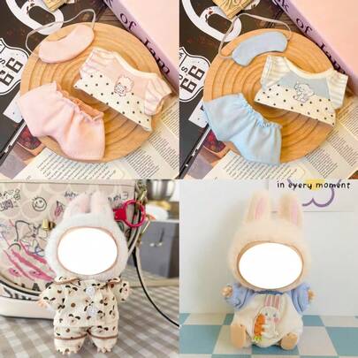 [Clothes Only] 17CM Casual Fashion Pajama Set, 1st/2nd/3rd Generation Doll Plush Doll Outfit, Cute & Comfortable Doll Clothing Set For LABUBU (Doll Not Included)