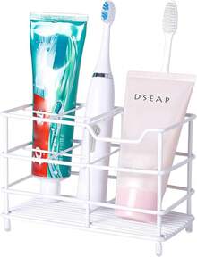 Dseap Toothbrush Holder, Electric Toothbrush Holder - Stainless Steel Tooth Brush Holder, Toothpaste Holder Organizer Stand Caddy For Bathroom, Bronze - 白色 - 查看 12