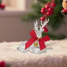 2 Pcs Christmas Reindeer Acrylic Decoration Creative White Elk Tabletop Ornament For Party Festive Decor