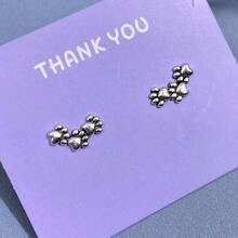 1 对动物爪耳钉，可爱狗和猫爪设计，女士时尚珠宝，圣诞节和四季的完美礼物 - 銀色 - 查看 11