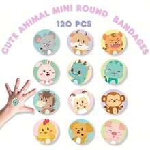 120pcs Mini Round Waterproof Bandages - Cartoon Patterns, Breathable, Skin-Friendly, Easy To Apply And Remove, Random Pattern Designs, Suitable For First Aid Kits - Multicolor - View 3