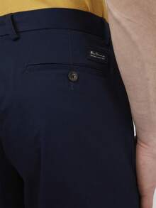 Ben Sherman Slim Stretch Chino Shorts Summer Regular Pocket Drawstring Button Beach - 藏蓝色 - 查看 3