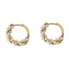 2025 New Gold Pearl Braided Earrings Light Luxury Spiral Earrings Elegant Socialite Earrings European And American Style High-End Earrings Birthday Gift For Best Friend