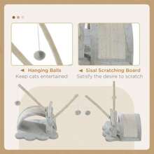 PawHut Kratzbaum 40 cm Kleiner Katzenturm mit Höhle, 2 Spielball, Kratzmatte, Katzenkratzbaum, Kletterbaum, für kleine & große Katzen, Hellgrau