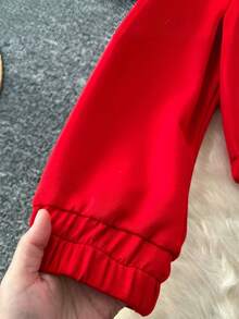 Valentine's Day, Date Night Outfit, Gifts For Her Magic Mia Women's Denim Patchwork Co-Ord Set - Matching Jeans Set With Color Block Design | Long Sleeve Tracksuit & Contrast Stitching For Streetwear Athleisure Fall And Winter - Đỏ - Xem 4