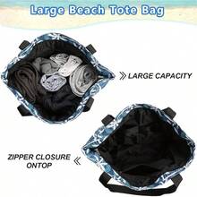 Bolsas de playa para mujer con cremallera, bolsa de playa impermeable con bolsillo, bolsas de playa de verano para viajar, ir de compras, piscina, gimnasio - Cocotero - Ver 2