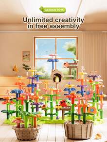 130 piezas Bloques de construcción divertidos y cambiables con diseños de jardín y dibujos animados para niños, regalo de cumpleaños