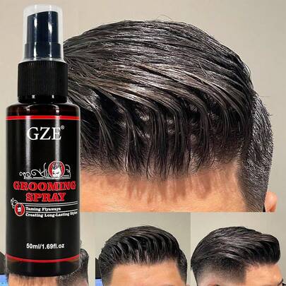 GZE Men's 2-In-1 Styling Spray - Leave-In Conditioner And Smoothing Spray, Suitable For Hair And Beard, Leaves Hair Soft And Smooth, Tames Frizz, Adds Shine, Infused With Castor Oil