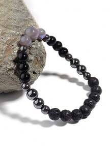 YAUKIA 1入組8mm黑碧璽、黑曜石和月亮石珠子手鍊，“共鳴負能量，淨化灰暗心靈”黑碧璽寶石-水晶治療共鳴珠寶手鍊 - 彩色 - 查看 5