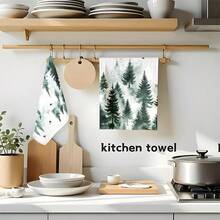 1 set/2 pièces/100 pièces Chiffons de lavage de vaisselle avec motif d'arbre de Noël vert, convient pour les salles à manger, les cuisines, les salles de bain, la décoration quotidienne, les fêtes familiales quotidiennes, la décoration de la maison et les articles ménagers de couleurs vives. Peut être offert en cadeau.