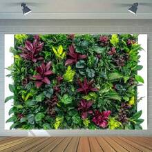 Panel de pared artificial plano 2D - Diseño de hojas tropicales vibrantes, tela de poliéster, sin necesidad de electricidad, apto para uso en interiores/exteriores, excelente para transmisiones en vivo, fiestas, cumpleaños, bodas, decoración de habitaciones y jardines, decoración de paredes