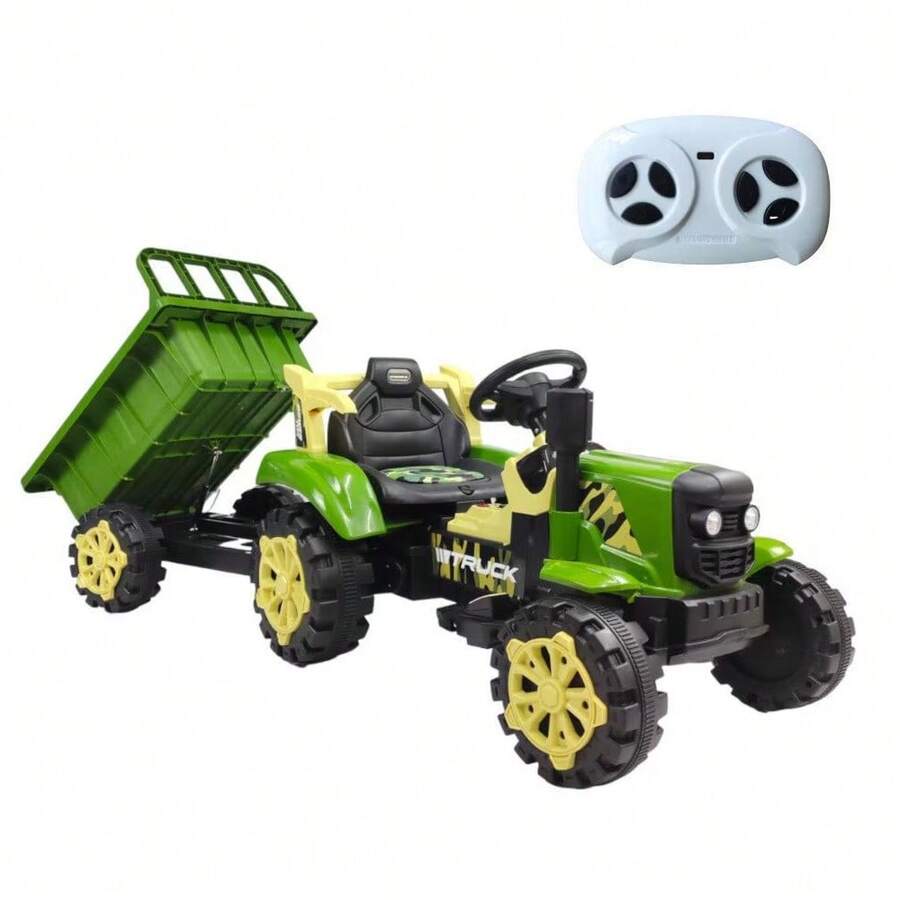 Carro a Control Remoto Juguete Montable Tractor Electrico con Remolque - Verde - Ver 1