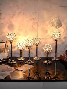 Set Of 3 Gold Crystal Bowl Candlestick Holders Metal Crystal Tealight Candelabras, Tall Crystal Votive Candlesticks Elegant Crystal Candle Stand For Dining Table Centerpiece Wedding Candle Decor,Room Decor,Gifts Birthday Graduation - Nhiều màu - Xem 3