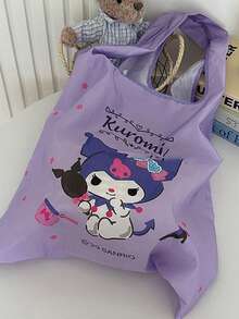 Sacoșă de cumpărături pliabilă Sanrio pentru familie, modele drăguțe de desene animate (Hello Kitty, My Melody, Kuromi), opțiune reutilizabilă, portabilă pentru cumpărături zilnice, elegantă pentru adolescenți, iubitori de Kawaii, material din poliester durabil, material rezistent la rupere, ușor de curățat