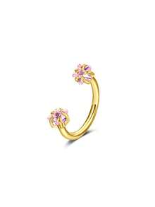 1 件时尚金色条形鼻环，镶嵌闪亮五角星锆石 - 双头 C 型耳钉设计 - 女士防过敏鼻孔饰品，优雅气质 - 金黃色五角星 - 查看 13