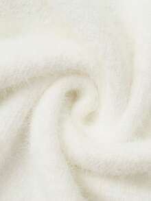 女士优雅休闲纯色两件套，时尚街头蓬松长袖单排扣开衫和裙子针织套装，秋冬 - 白色 - 查看 3